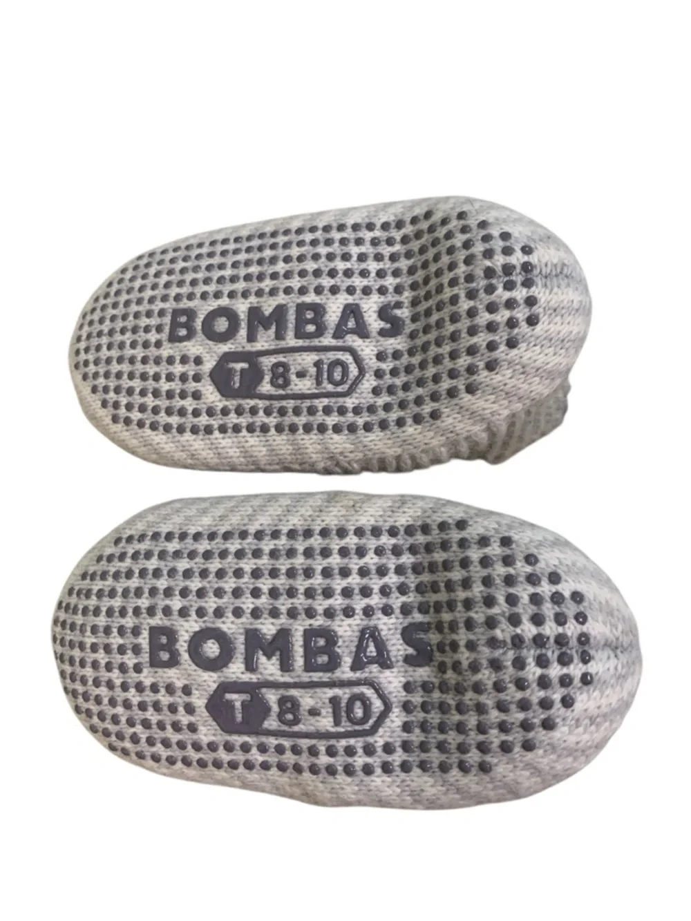Bombas Gripper Slipper Socks‎ Grey White Knit Sherpa Lined Toddler Kids 8-10